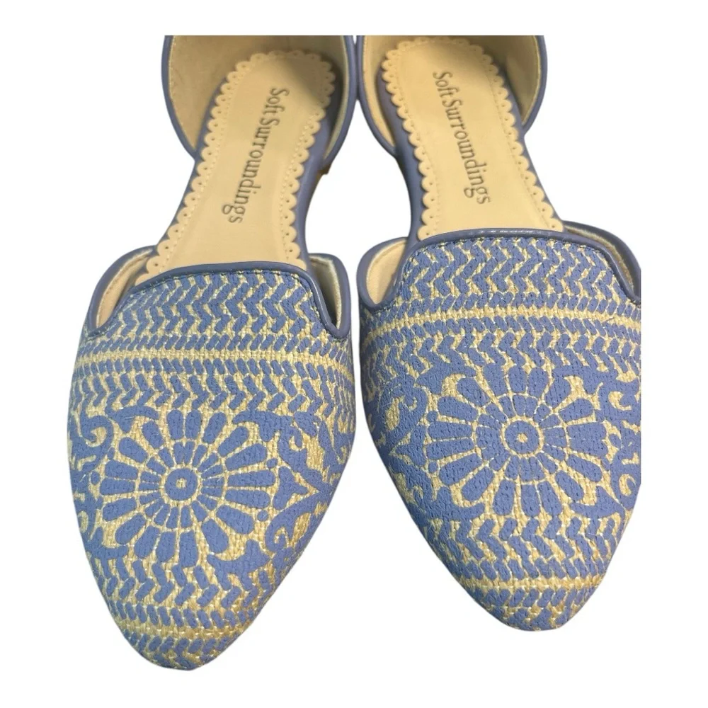 Soft Surroundings Amelia D’Orsay Blue  textured flats.  Size 8 - Picture 2 of 7